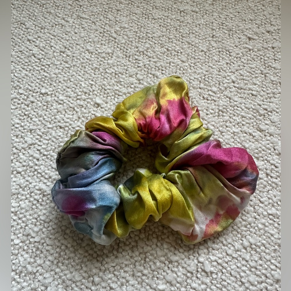 Rainbow Silk Scrunchie 100% silk charmeuse hair tie medium multicolor hand dyed
